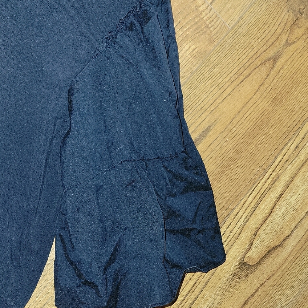 Chico's Blue Boxy Blouse with Ruffled Bell Sleeves - Picture 5 of 6